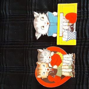 Vintage Valentine's Day Mechanical Eyes Standup Anthropomorphic Cats Teacher (2)